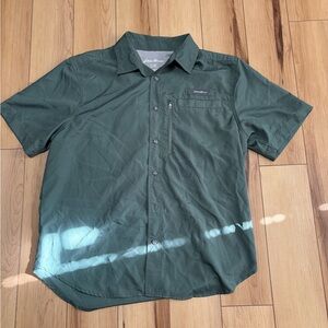 Eddie Bauer Men's Olive Button-Down Shirt